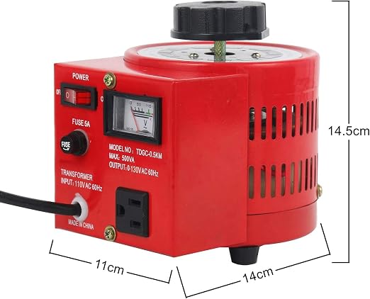 YaeCCC Auto Voltage Transformer AC Variable Voltage Converter Transformer 110VAC Input, 0-130VAC (500W)