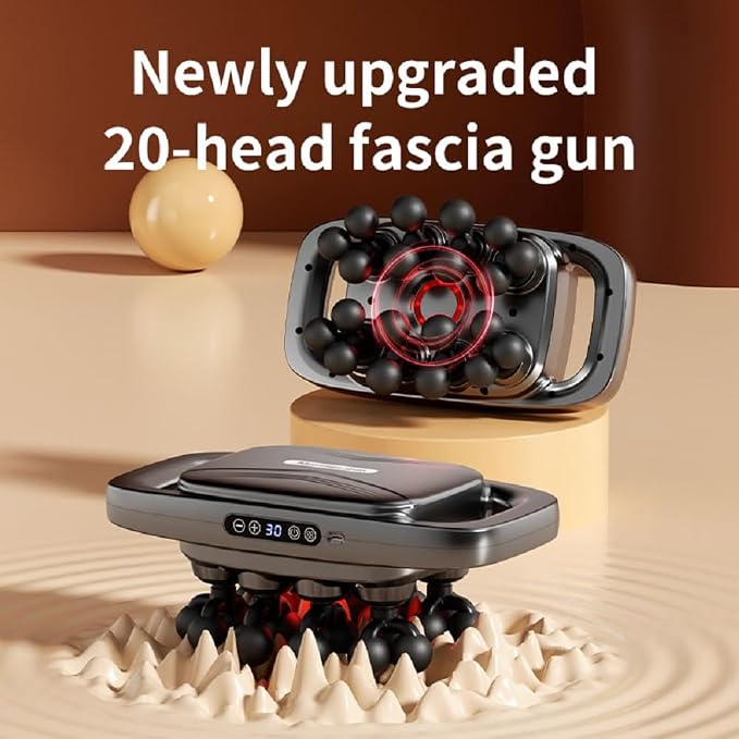20-Head Massage Gun Set, Deep Tissue Percussion Massager with 3 Modes & 30 Intensities,Quiet Muscle Massage Gun for Back,Shoulders, Legs, Foot, Body Muscle Pain Relief