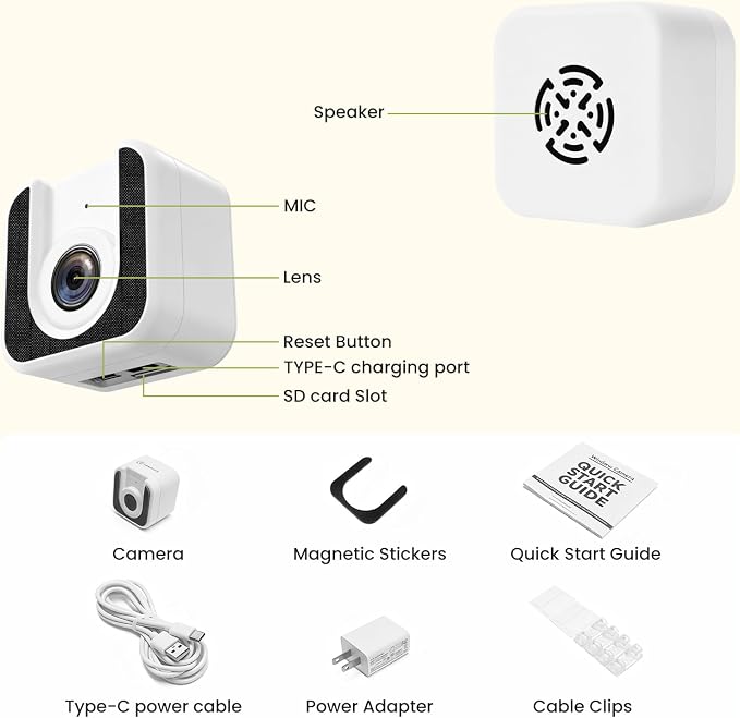 3MP Window Camera,Free Cloud Storage,2.4Ghz & 5Ghz WiFi Indoor Cameras for Home Security, Color Starlight Night Vision, Anti-Glare, AI Motion Detection, 24/7 Recording, Compatible with Alexa