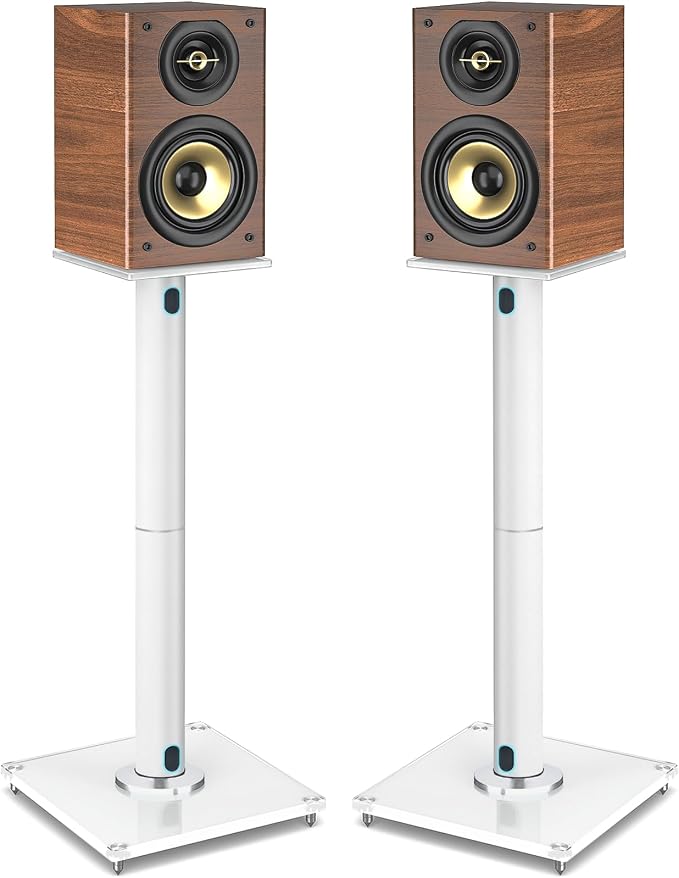 Rfiver Upgraded 45° Swivel Speaker Stands Pair for Surround Sound, Heavy Duty 28 Inch Bookshelf Speaker Stand Each Holds 44lbs Large Speaker, Floor Speaker Stand Built-in Cable Management, 1 Pair