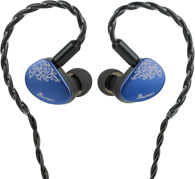 Kiwi Ears Cadenza II in Ear Monitor, 10mm Titanium Dynamic Driver IEM Earphone with KARS 2.0 for Precise Tonal Balance - CNC Aluminum Panel with Detachable 2-Pin Cable for Musicians (Blue)