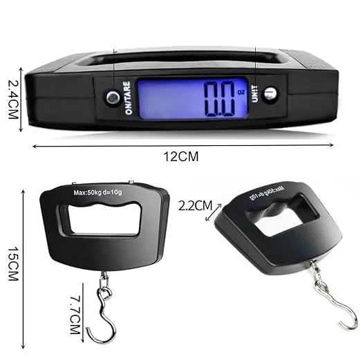 5pcs 50kg/10g Digital Luggage Scale with Backlight - Portable Suitcase Travel Weighing