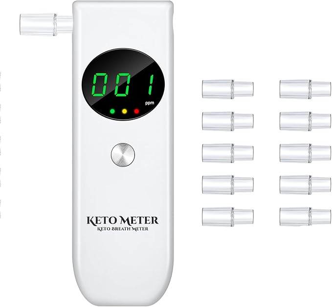 Ketosis Breath Meter for Tracking Your ketosis - Professional Home Ketone Breath Analyzer Portable Ketone Breath Monitors Tester for Accurate Testing with Includes 10 Mouthpieces