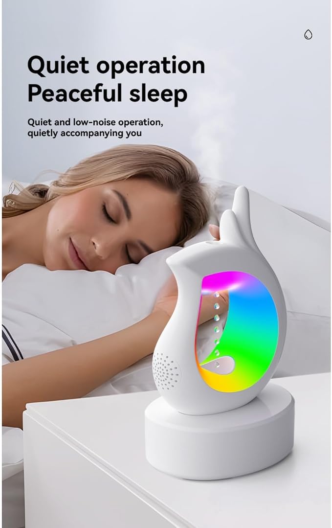 3-in-1 Anti-Gravity Raindrop Humidifier with Bluetooth Speaker & Aromatherapy Diffuser, 7-Color Night Light, Cool Mist Desktop Humidifier for Bedroom, Home, Office