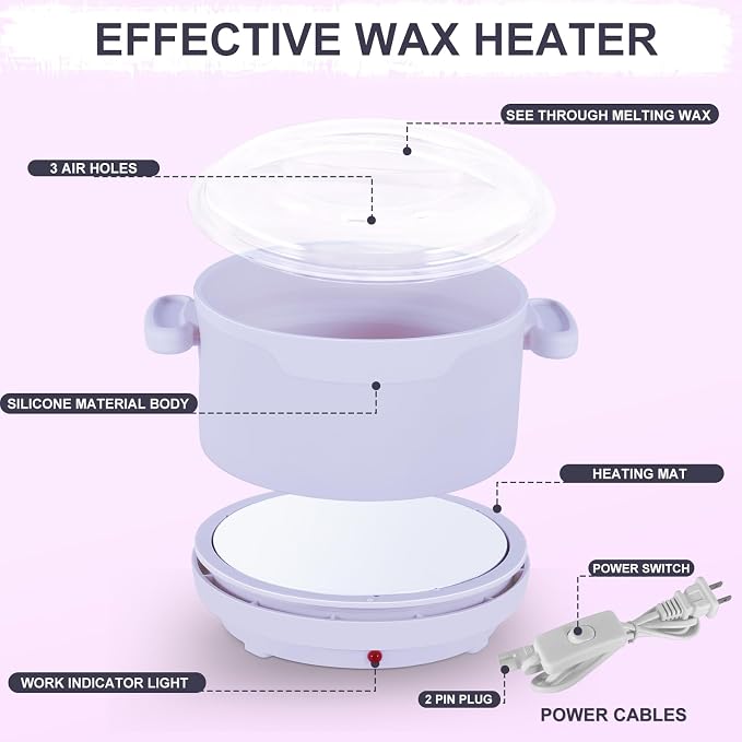 Wax Warmer for Hair Removal, 16.9oz Portable Electric Wax Heater Machine for Hard and Soft Wax Beads, Fast Heating for Home Gentle