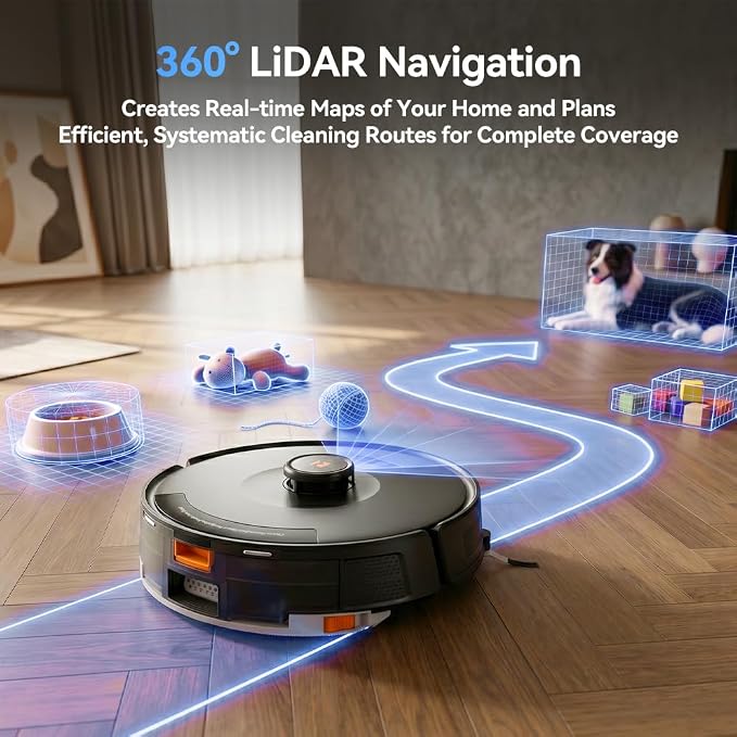 Robot Vacuum 38,000 Pa Robot Vacuum Mop,120Day Self Emptying Vacuum Robot,Lidar Navigation,5G 2.4GWiFi APP Aspirateur Robot,Self-Charging Robot Vacuums for Pet,Floor,Carpet R11 Max Black