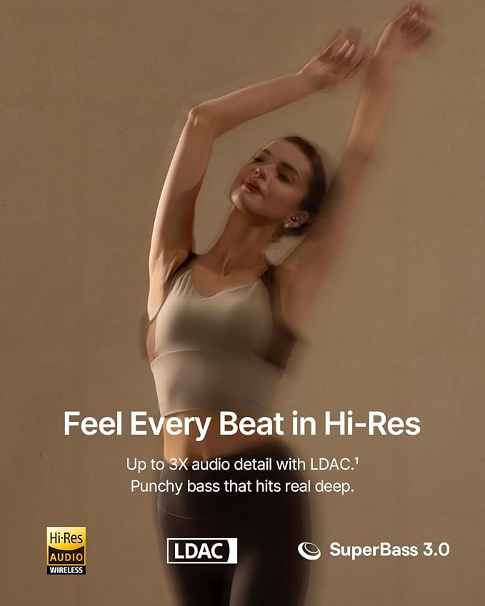 Baseus Bowie MC2 Open Ear Clip On Earbuds, CloudComfort 2.0 Wrap-Around Design, LDAC Hi-Res Audio, Bluetooth 6.0, 55H Playtime, 4-Mic AI Clear Call, IP67 Waterproof for Running Gym Workouts