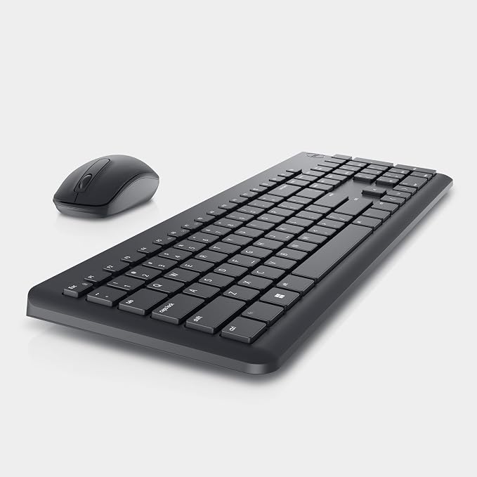 Dell Keyboard and Mouse - KM3322W - US English - USB Plunger Wireless RF 2.40 GHz Keyboard - Black - USB Wireless RF Mouse - Optical - 1000 dpi - Scroll Wheel - Black - Multimedia, Mute, Volume Up, Vo