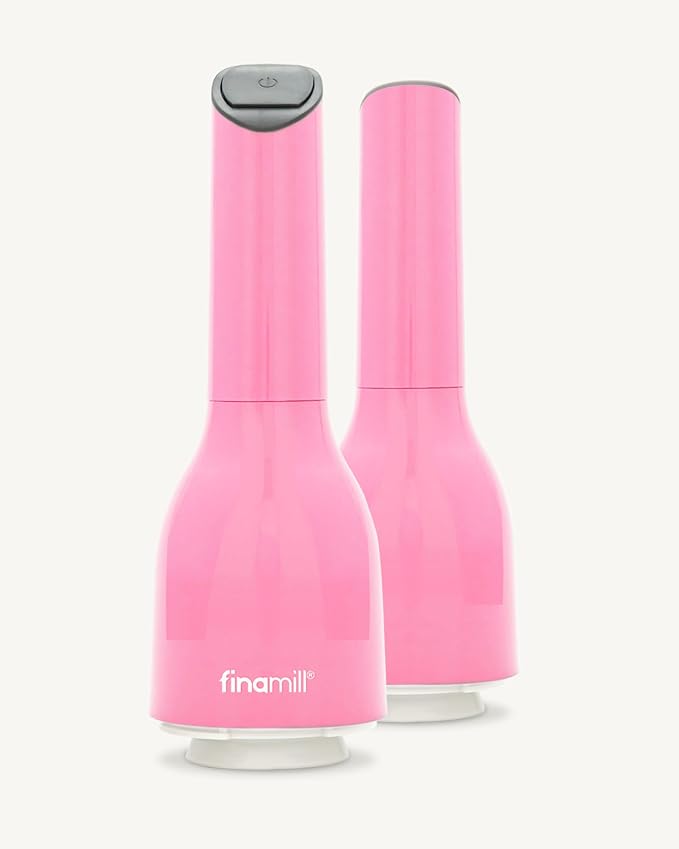 FinaMill Classic Battery Spice Mill – Battery Operated Salt and Pepper Grinder Set, Includes 2 Interchangeable Spice Pods, Adjustable Coarseness, LED Light, Home and Kitchen Gift Set for Father's Day