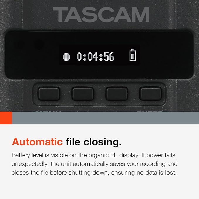 TASCAM XLR Micro Audio Portable Digital Recorder for XLR Microphones, Voice Recorder, Interview and News Gathering, Black (DR-10X)