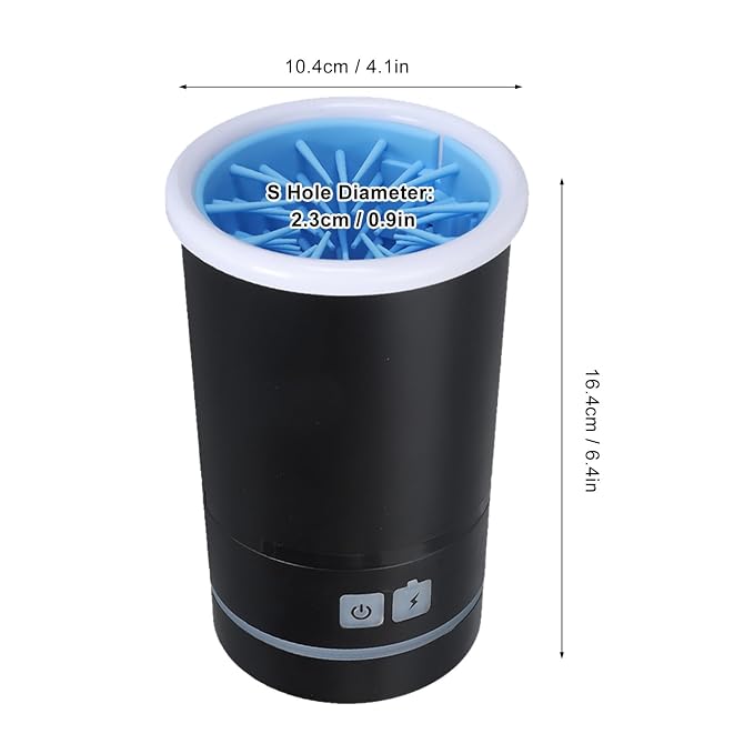 Automatic Dog Paw Cleaner, Soft Electric Washer Cup, USB Rechargeable, Portable, for Small to Medium Dogs and Cats, Black White