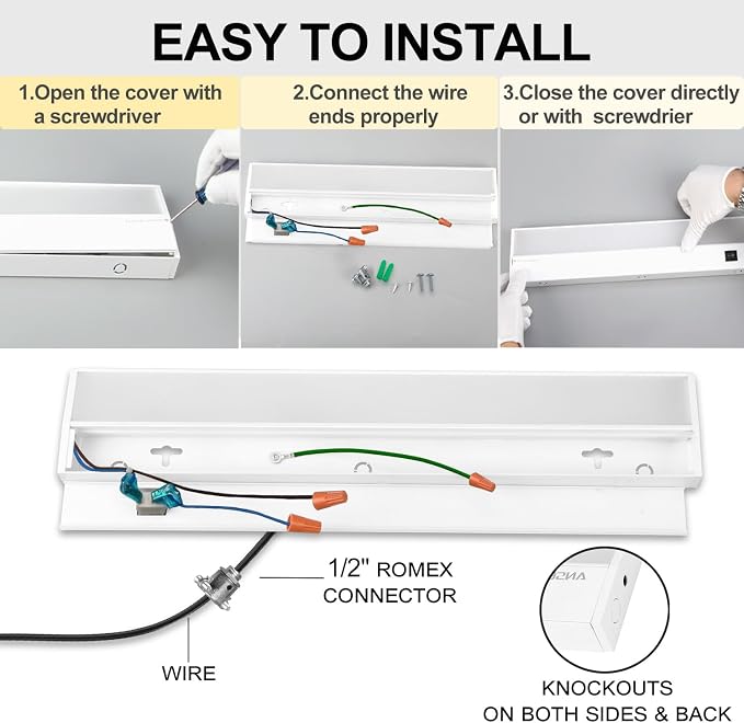 Ansen 4Packs of Under Cabinet Lighting Hardwired, 48IN 26W 1720LM, Dimmable Led Light for Kitchen/Bar/Closet, CRI>92, R9>90, 5 Color Temperature, 2700K-5000K(Warm White, Cool White, Daylight)