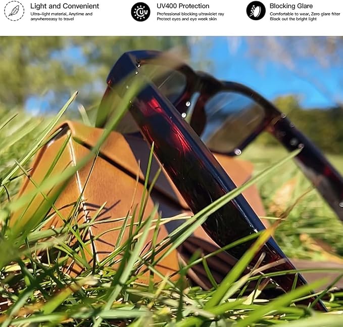 OhO sunshine Bluetooth Audio Sunglasses, Lightweight Open Ear Sport Glasses, 10H Playtime, Water Resistant with Voice Control