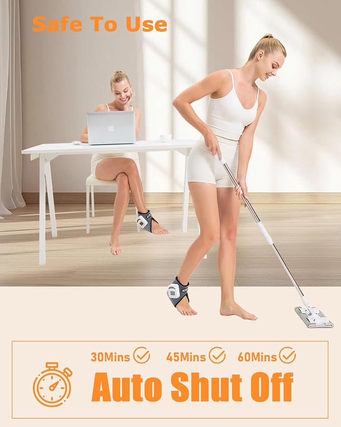Cordless Ankle Heating Pad with 5000mAh Battery, 3-Level Vibration Massage & 104-140°F Heat Therapy, 30/45/60Mins Timer, Perfect for Arthritis Foot Heel Pain Relief, Includes Type-C Cable&Storage Bag