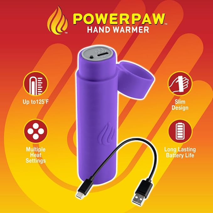 POWERPAW Rechargeable Hand Warmer Portable Electric Hand Heater 3 Heat Levels 5000mAh Battery USB-C Reusable Pocket Warmer for Cold Hands