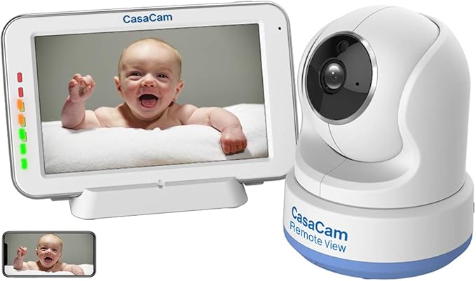 CasaCam Dual Mode Local & Remote View Baby Monitor with 5" Touchscreen and HD Pan & Tilt Camera, Secured Phone App, Two Way Audio, Lullabies, Nightlight, Night vision and Temperature Sensor. BM200 Pro