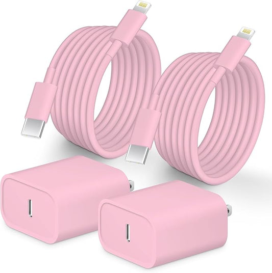 Phone 14 13 12 Fast Charger [MFi Certified] 10FT Type C Charger 2 Pack 20W USB C Charger Block with Fast Charging Cable for Phone 14/14 Pro/13/13Pro Max/12/12 Pro Max/11/XS/XR/X/8Plus(Pink)