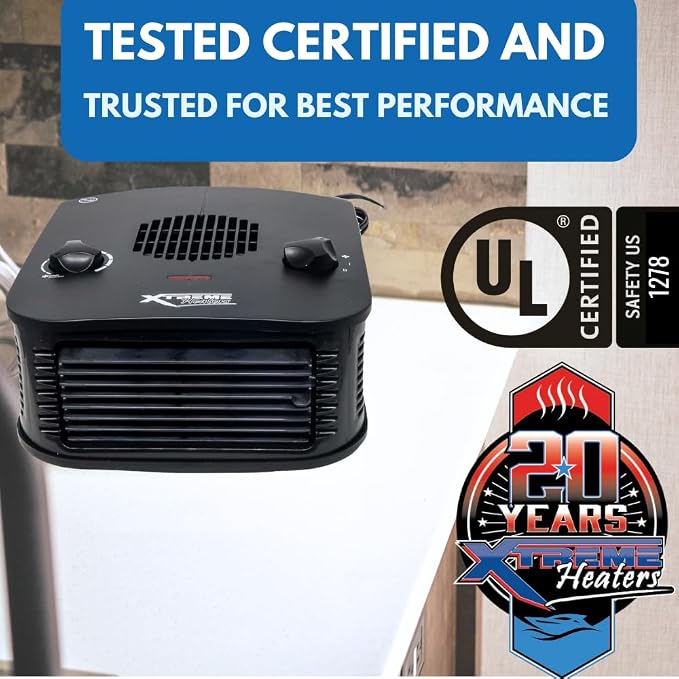 Xtreme Heaters Boat, Cabin & RV Heater | Overheat Protection, Tip-Over Protection, Portable | Boat Heater, Heat RV Bay (Black)