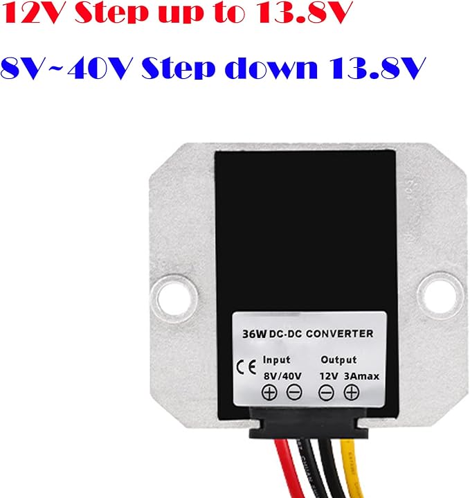 DC 8V-40V to 12V 3A 36W, Boost Converter Voltage Regulator, Step Down Step Up Power Adapter Voltage Booster, Reducer Waterproof Module Transformer for Golf Cart Club Car Truck Vehicle