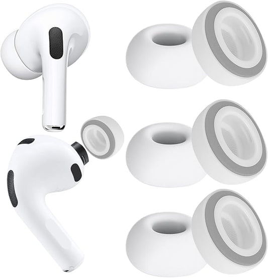KASOTT 2025 Upgraded for AirPods Pro 3 Memory Foam&Silicone Hybrid Ear Tips, Ultimate Comfort, Anti-Slip Eartips, Superior Noise Isolation, Fits in The Charging Case, 3 Pairs (Grey, Large)