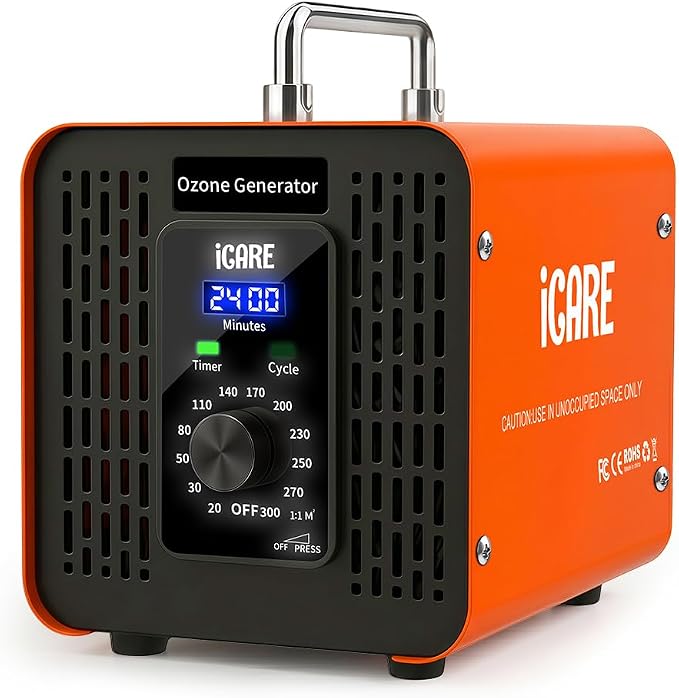 Ozone Generator 60,000mg/h, High Capacity Ozone Machine with 120 Min Timer & Cycle Mode, Ozone Odor Eliminator for Home, Car, Pet, Smoke, Industrial, Air Purifier for Large Spaces (3200 Sq.Ft)