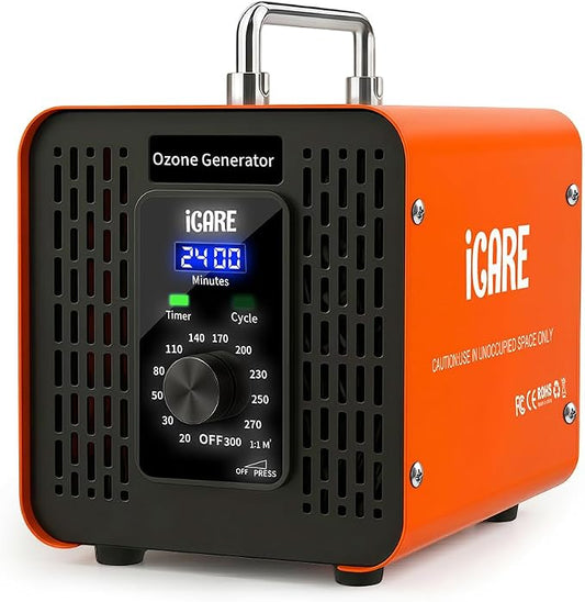 Ozone Generator 60,000mg/h, High Capacity Ozone Machine with 120 Min Timer & Cycle Mode, Ozone Odor Eliminator for Home, Car, Pet, Smoke, Industrial, Air Purifier for Large Spaces (3200 Sq.Ft)