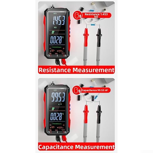 FS899S Digital Multimeter Tester, USB Rechargeable Smart Auto Ranging Multimeter, Measure AC/DC Current/Voltage, Capacity, Continuity, Resistance, Frequency, Non-Contact Voltage (NCV)(FS899S+Bag)