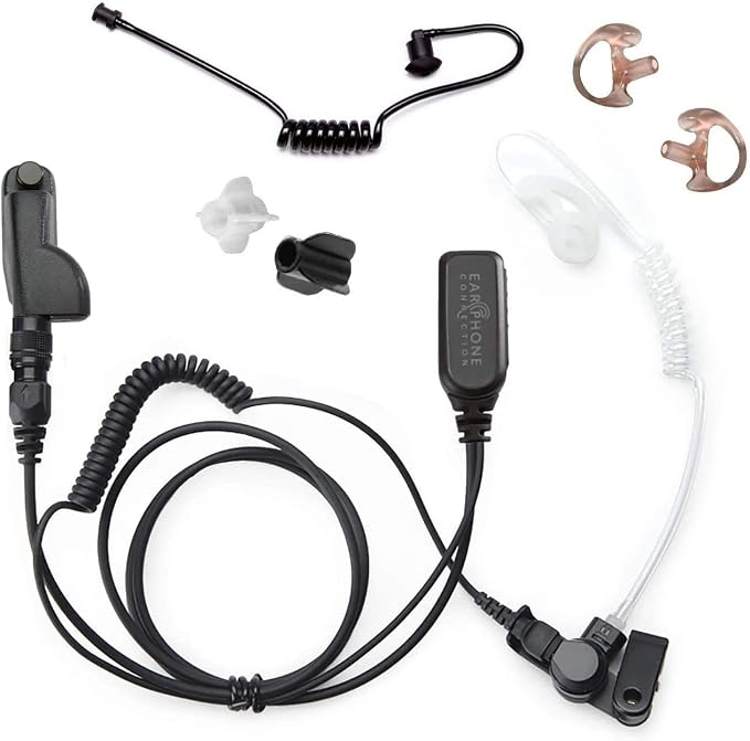 Radio Earpiece for Motorola APX Series, EP1334QR-PTT Quick Release Hawk Lapel Mic, Police Surveillance Headset, Includes Exclusive Accessory Pack