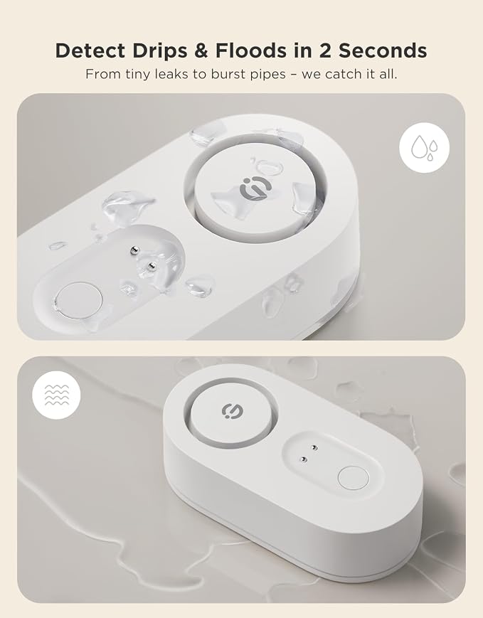 GoveeLife Upgraded Smart Water Leak Detector 1s with 1804ft Ultra-Long Range, WiFi Water Sensor with SMS/Email/APP Push and Sound Alarm,5-Year Battery Life, 6 Pack, Suit for Home, Basement, Kitchen