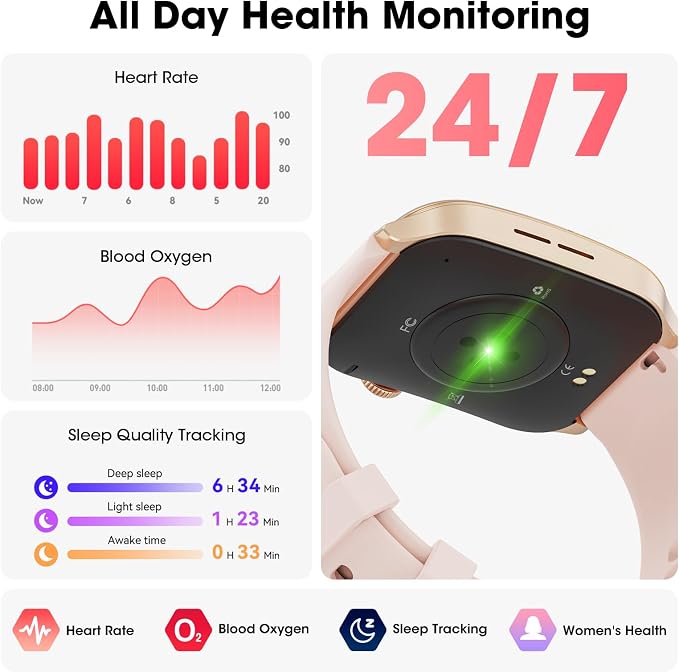 Smart Watches for Men Women, 1.91" HD Curve Screen Smartwatch (Answer/Make Call), Activity Fitness Tracker with Heart Rate Sleep Monitor Pedometer, 100+ Sport Modes, Smart Watch for Android iPhone