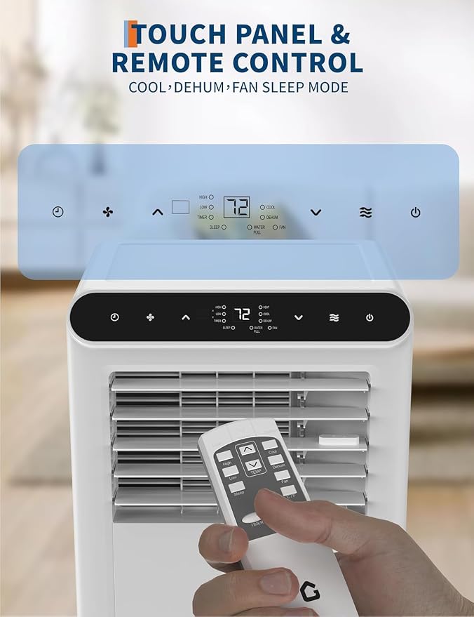 Garvee 10,000 BTU Portable Air Conditioner, 3-in-1 Portable AC Unit with Cool, Dehumidifier & Fan Modes, Covers Rooms up to 450 sq.ft, Sleep Mode, Remote Control, Timer & Full Window Kit