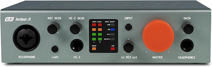 ESI Amber i1 USB Audio Interface with Audio Mixer for Guitarists, Vocalists & Producers - Studio-Quality Sound, 24-Bit/192kHz, RCA, 2-in/2-out with Separate Line Inputs, Professional Software Included