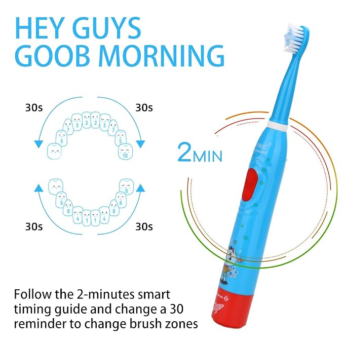 OJV 8620 Musical Electric Toothbrushes 8630 Kids Sonic Electric Toothbrushes (Pink+Bule)