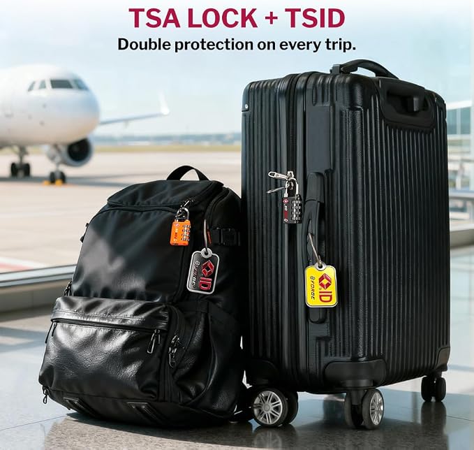 Forge Dual-Opening: Key or Combination Lock, TSA Approved Lock for Luggage, Pelican case, Travel, Gym, School, Luggage Combination Lock, Travel Bag Lock (Orange 2 Locks and 2 ID)