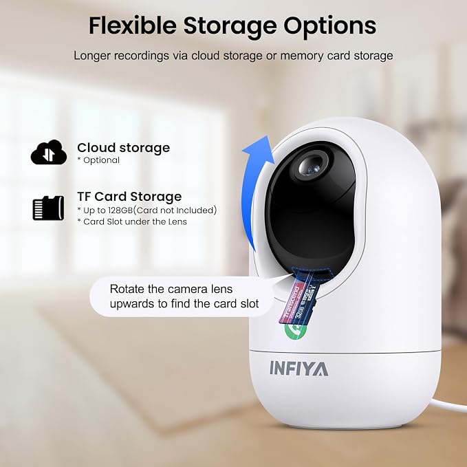 INFIYA 2K Indoor Camera-360° Pan/Tilt Baby/Elderly/Pet Camera with One-Tap Call & 24/7 Local Storage, Cameras for Home Security Compatible with Alexa/Google Home, K7-4 Pack (2.4GHz Wi-Fi Only)