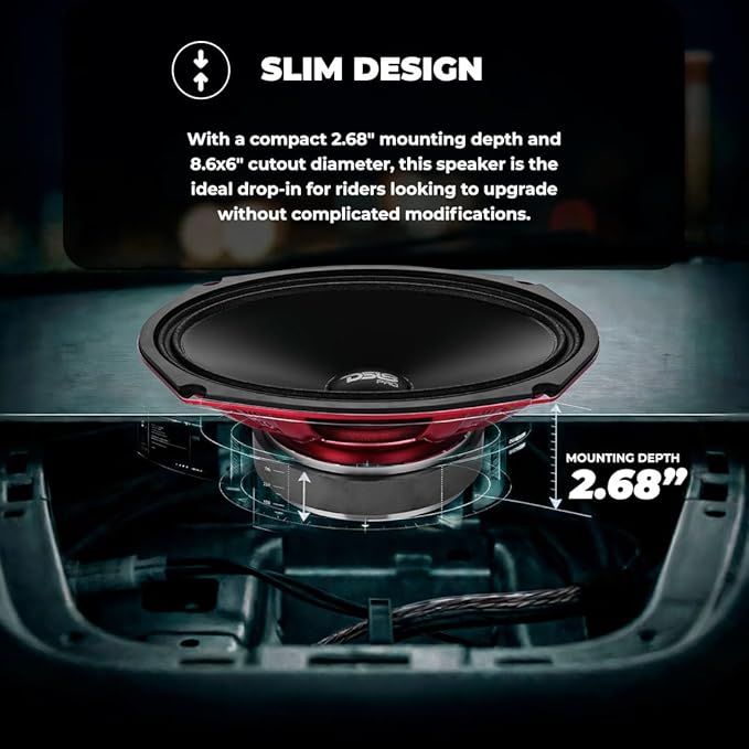 DS18 PRO-SM69.2 6x9 Shallow Water Resistant Cone Mid-Range Loudspeaker 500W Max Power, 250W RMS, 2 Ohms - Perfect for Motorcycle Applications (1 Speaker)