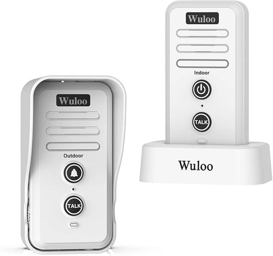 Wuloo Wireless Intercom Doorbell Chime for Home Intercomunicador (1&1-White)