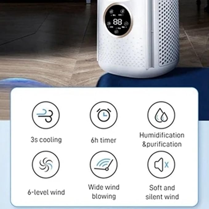 VBESTLIFE Desk Fan, Portable Bladeless Fan 11.8 inch Small Cooling Fan with 6 Speeds Wind, Humidifier Function, Timing, Quiet Table Fan for Home, Office, Bedroom