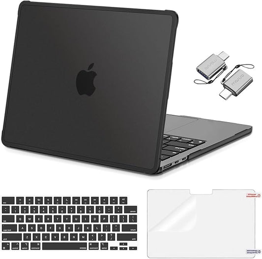 MOSISO Compatible with MacBook Air 13 inch Case M5 M4 M3 M2 2026-2022 A3449 A3240 A3113 A2681,Protective Hard Case&Keyboard Skin&Screen Film&Type C with TPU Bumper for MacBook Air 13.6, Black