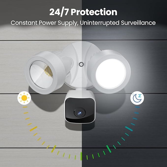Floodlight Camera Wired, 3K UHD Outdoor Security Camera with 2200-Lumen Motion-Activated Lights, Color Night Vision, 105dB Siren, IP65 Waterproof, Works w/Alexa,2-Way Audio