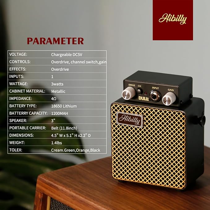 Mini Pocket Guitar Amplifier and Micro Amp for Professional Performances and Practice Sessions Color (Darkling Black - Dull 3 Guitar)