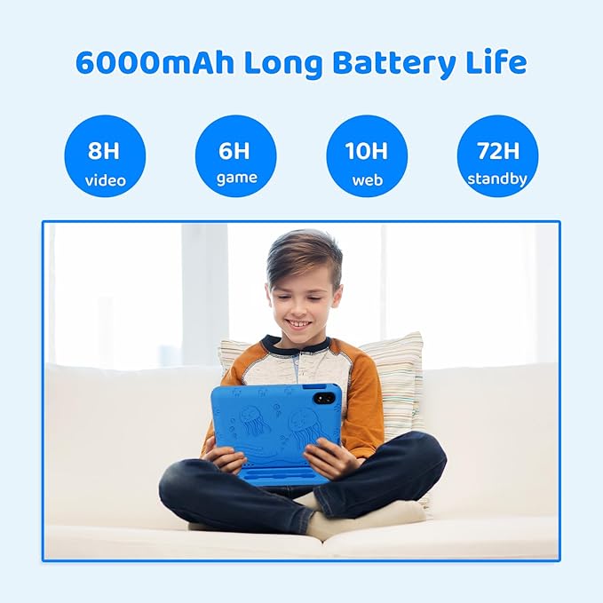 COLORROOM 2026 Upgraded Android 15 Tablet, 10inch Kids Tablet, Octa-core CPU, 10GB+64GB+1TB Expand Tablets for Kids with Kids Space, Parental Control, 6000mAh Big Battery,Touchscreen Tableta,Blue