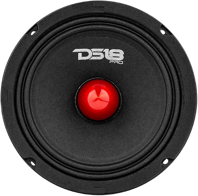 DS18 PRO-GM6B Loudspeaker - 6.5", Midrange, Red Aluminum Bullet, 480W Max, 140W RMS, 8 Ohms - Premium Quality Audio Door Speakers for Car or Truck Stereo Sound System (1 Speaker)