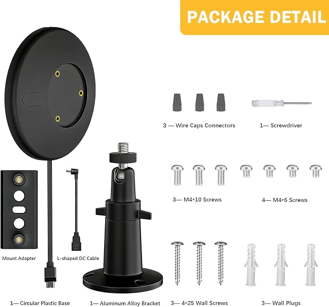Hardwired Kit for Ring Cams (Outdoor Cam Plus, Stick Up Cam, Spotlight Cam Pro/Plus), IP67 Waterproof Design for Outdoor or Indoor Use,Black-1Pack