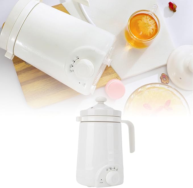 Asixxsix Electric Stew Cup, 500ml Portable Ceramic Soup Pot with Spoon, for Office Dormitory Apartment, 70W Low Power Consumption, One Key Control, for Porridge Soup Noodle Tea