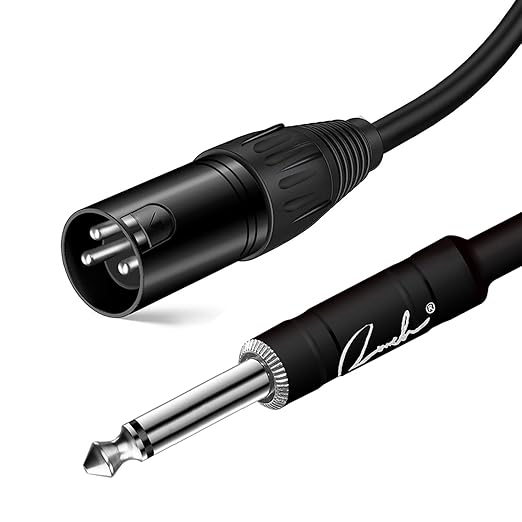 Ranch 2Pcs 10ft Male XLR to 1/4 TS Mono Jack Microphone Cable Quarter Inch to XLR Male Unbalanced Interconnect Cable - Black