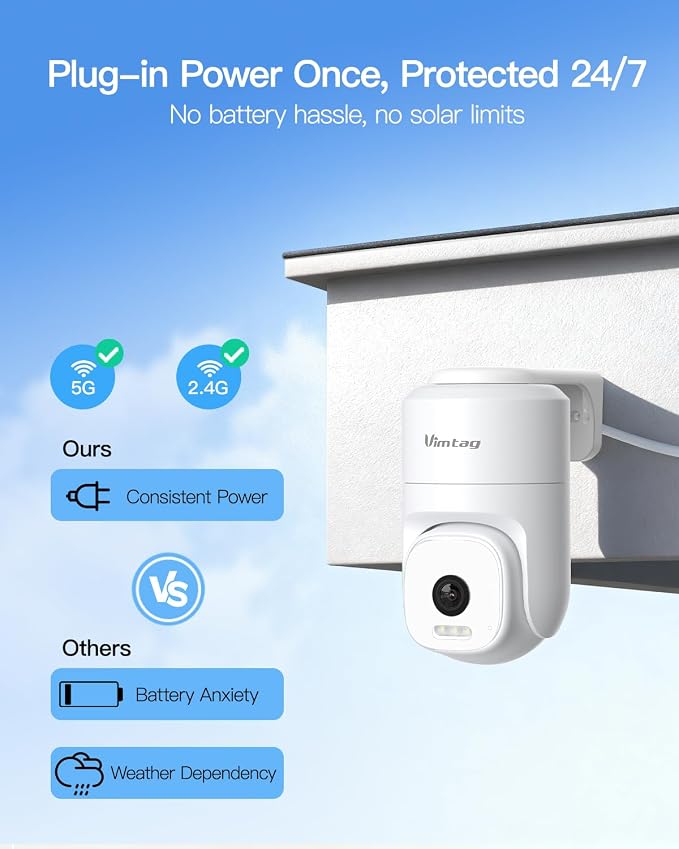 VIMTAG 2.5K 4MP Outdoor Security Camera, Pan/Tilt WiFi Home CCTV Camera, 360° View & Motion Tracking, Color Night Vision, 2-Way Audio, AI Detection Alarm, IP66, Cloud & SD Card Storage, Works w/Alexa