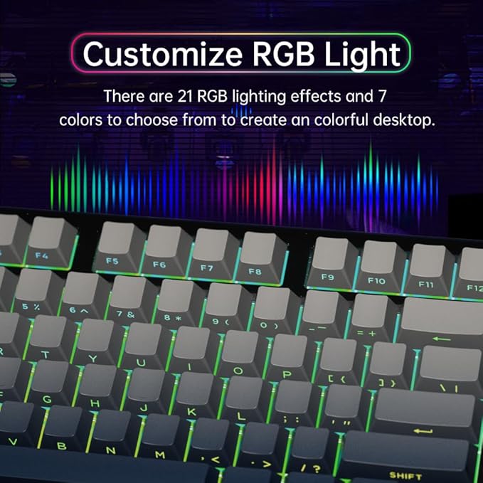 DELUX Wired Ergonomic Mouse and Mechanical Gaming Keyboard Combo, M618PLUS RGB Ergonomic Vertical Mouse, KM87PRO Wireless Mechanical Keyboard (M618PLUS RGB-KM87PRO)