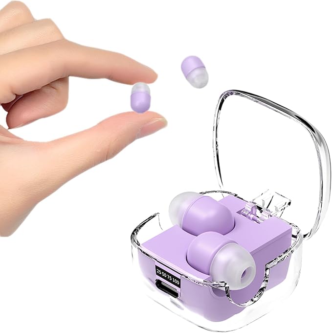 Xmenha Mini Invisible Small Earbuds Wireless Bluetooth for Small Ears Low Profile Tiny Discreet Smallest Hidden Earbuds for Work Invisible Ear Buds Headphones Lavender