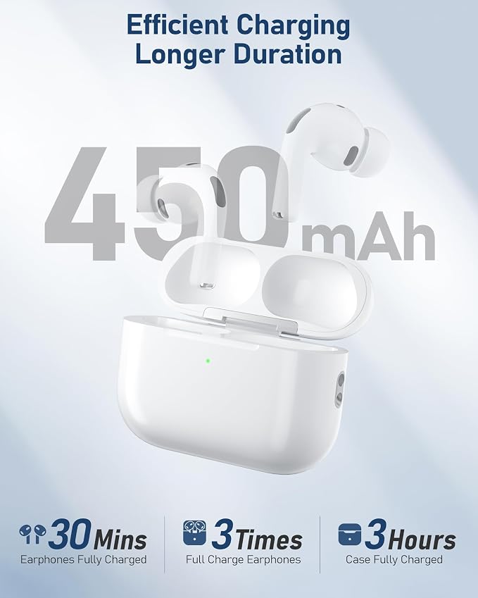 Wireless Charging Case Compatible with AirPods Pro 3 (White) | Replacement Charger Case, Touch-Control Bluetooth Pairing, USB-C Charging Port, Earbuds Not Included, 2025 Released